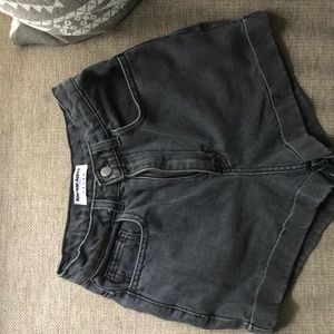 Black denim shorts